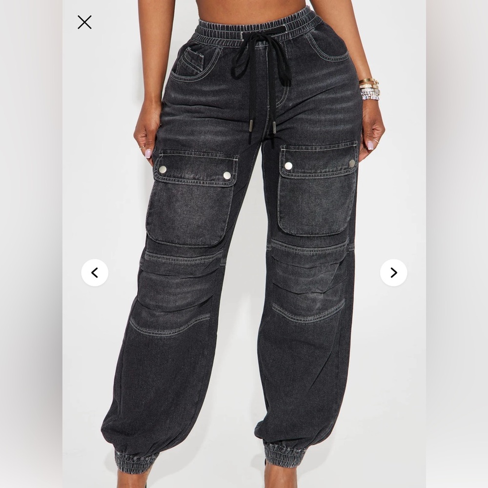 Fashion Nova Dark Gray Cargo Jeans